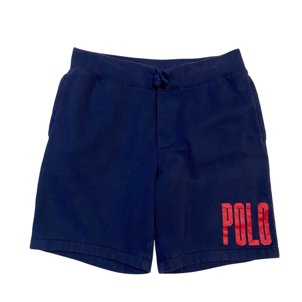 Polo Ralph Lauren Mens Navy Blue Fleece Sweat Shorts RL 67 Graphic Size Small